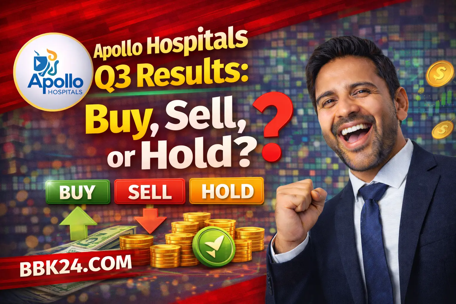 Apollo Hospitals quarterly results analysis showing stock trends and investor insights